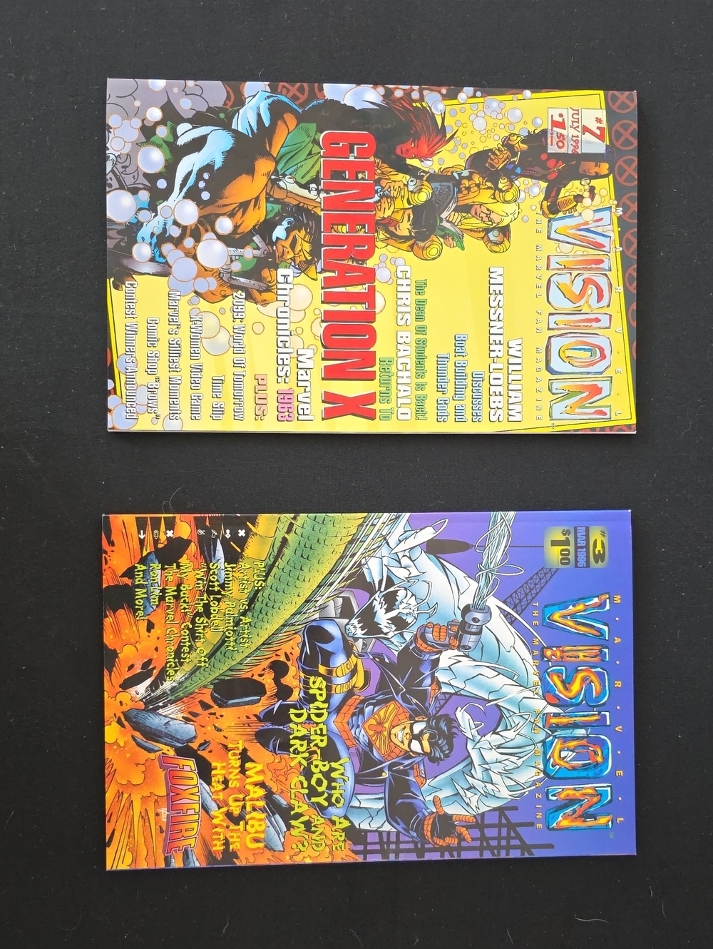 Marvel Vision Comics - Yellow, Blue & Orange Covers
